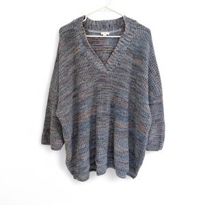 J Jill Womens Chunky Knit Sweater 2X 3/4 Sleeve Oversized Pullover Colorful